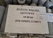 Zużyty węgiel aktywny (przeterminowany węgiel aktywny do filtrów wody luzem i w kolumnach plastikowych) /kod odpadu 19 09 04/ - pakiet o masie 2 144,80 kg 